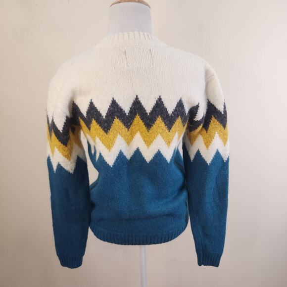American Eagle Women's Teal Chevron Pattern Wool Blend Sweater Size XS - Picture 3 of 6